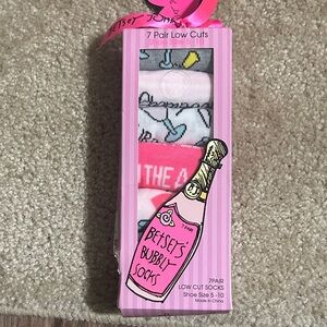 Betsey Johnson Pink White Bubbly 7 Socks Collection NIB